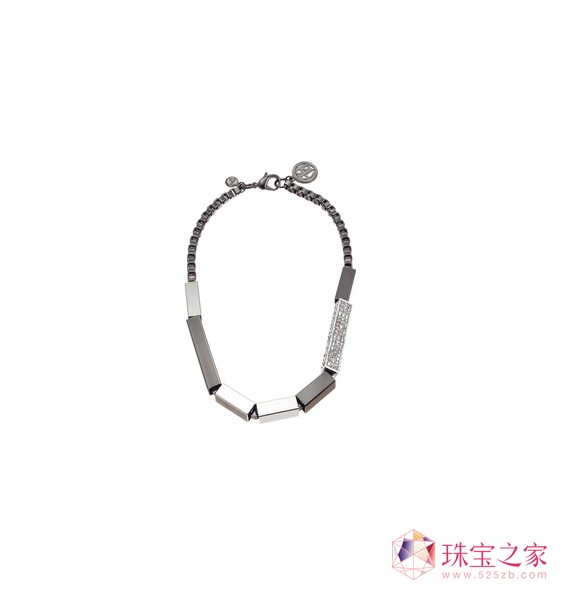 銀色滑塊水晶項鏈