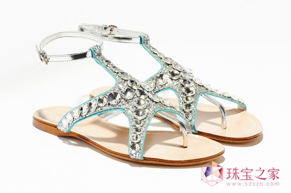 Miu Miu海洋之星水晶涼鞋系列:海馬爬上腳