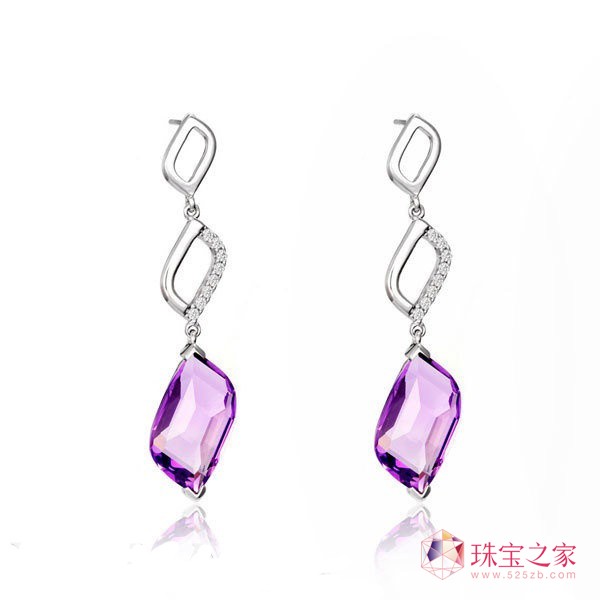 菱形紫水晶耳環,2885元