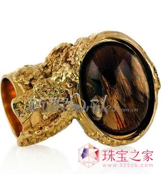 Yves Saint Laurent玻璃石金質雕花戒指 Yves Saint Laurent玻璃石金質雕花戒指