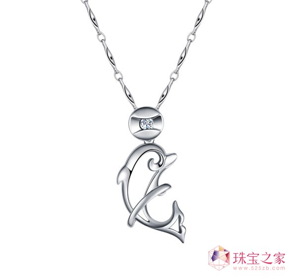 海豚18k白金吊墜