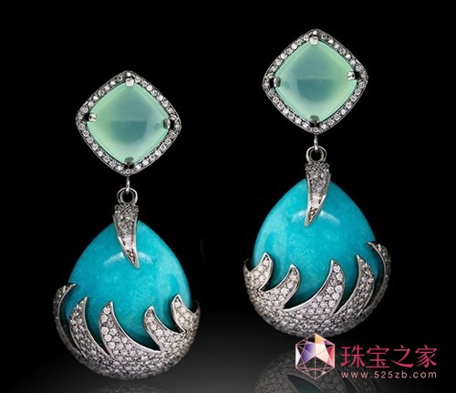 拉斯維加斯珠寶秀 綠松石、鉆石耳環
